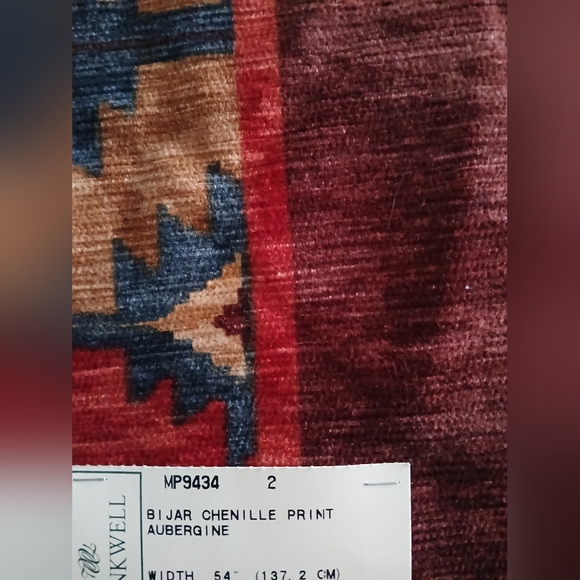 Vtg 1991 Monkwell Lee Jofa Bijar Chenille Print Aubergine 24" x 24" - Picture 5 of 7